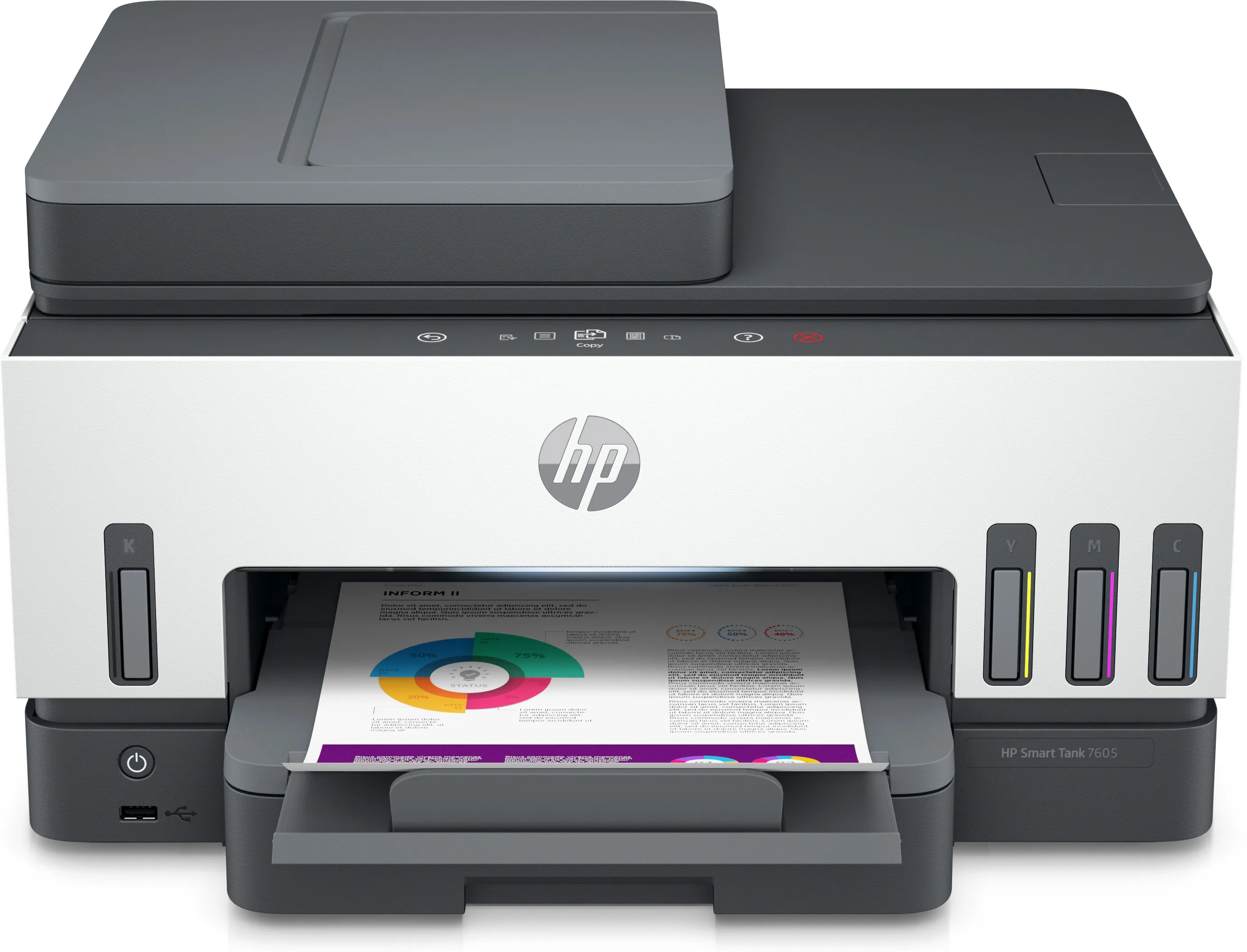 Imagen de HP MULTIFUNCION RECARGABLE SMART TANK 7605 WIFI/FAX/DUPLEX NEGRO/BLANCO