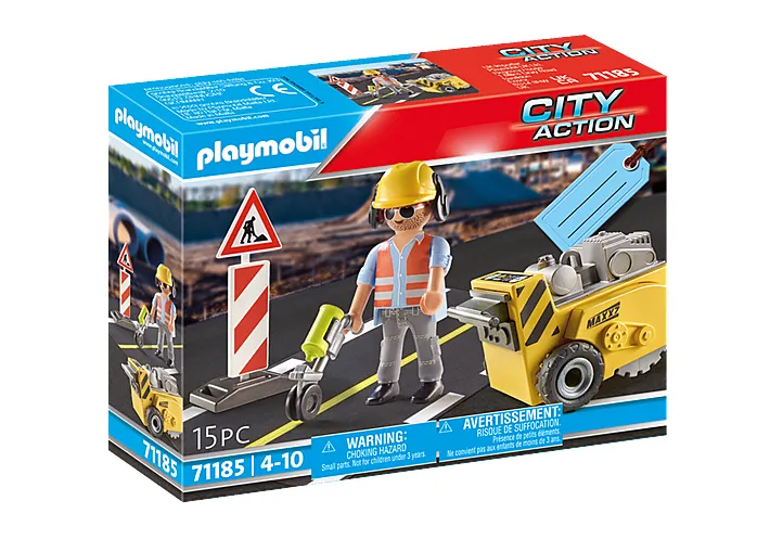 Playmobil playmo - friends trabajador de la construccion con cortador de bordes