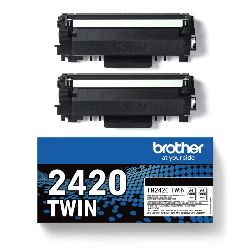 Pack toner brother tn2420twin negro larga duracion 2uds