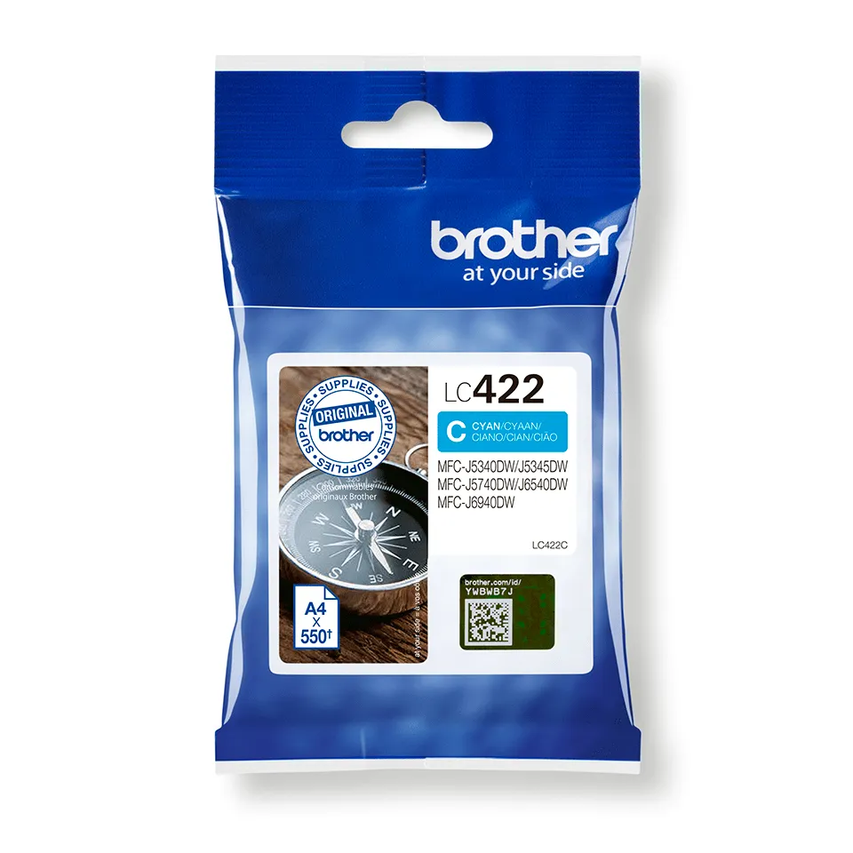 Cartucho tinta brother lc422c cian 550 paginas