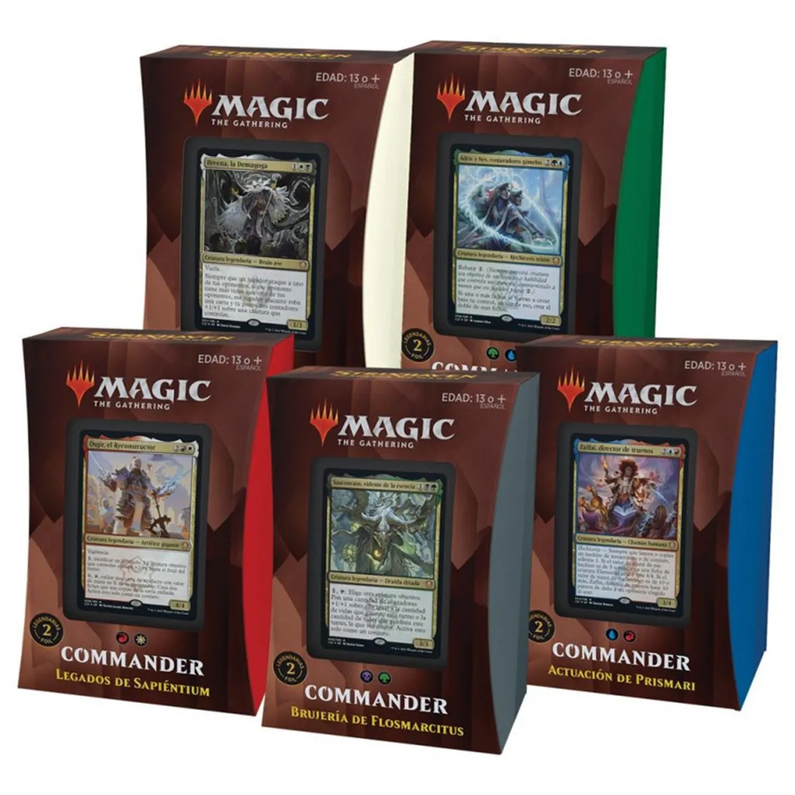 Juego de cartas caja de cartas wizards of the coast magic the gathering strixhaven: academia de magos 5 mazos de commander español