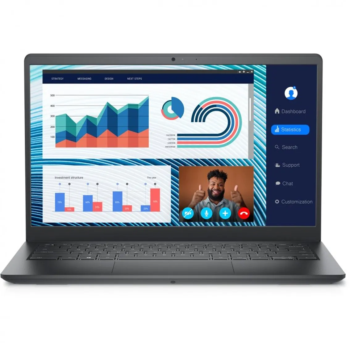 Portatil dell vostro 3420 t8w3h negro i7 - 1165g7 -  16gb -  ssd 512gb -  14 pulgadas fhd -  w10p