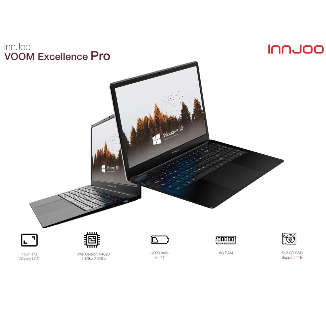 Portatil innjoo voom excellence pro 15.6pulgadas 8gb -  512gb ssd -  celeron n4020 -  wifi -  bluetooth -  w10 -