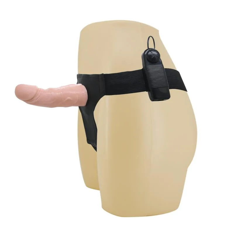 Imagen de Baile Arnés con Dildo Vibrador Natural 15 cm