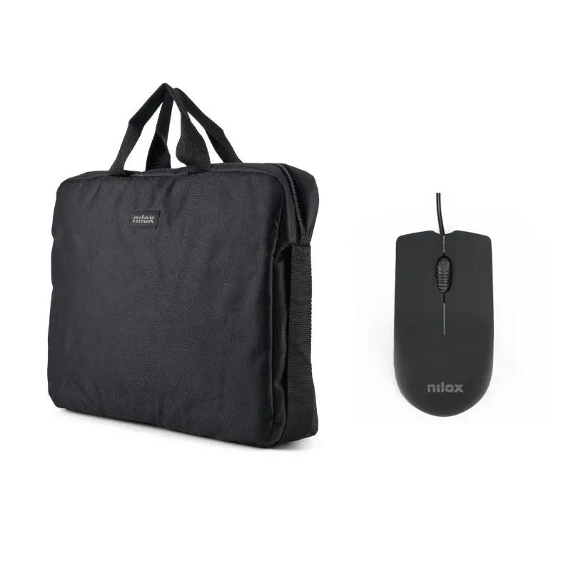 NILOX Maletín 15.6"Negro+Ratón USB 1000dpi