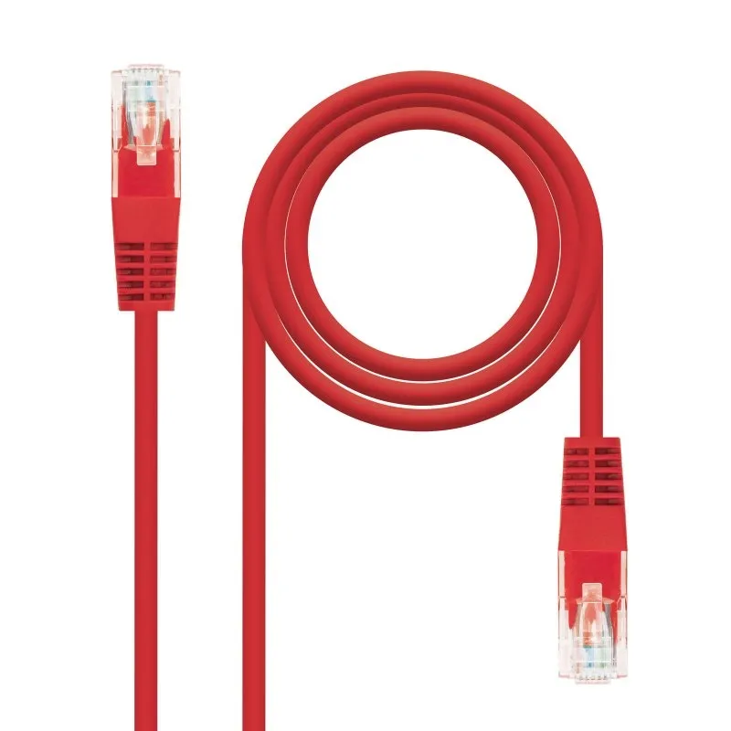CABLE DE RED LATIGUILLO CRUZADO RJ45 CAT.5E UTP AWG24 1 M ROJO NANOCABLE