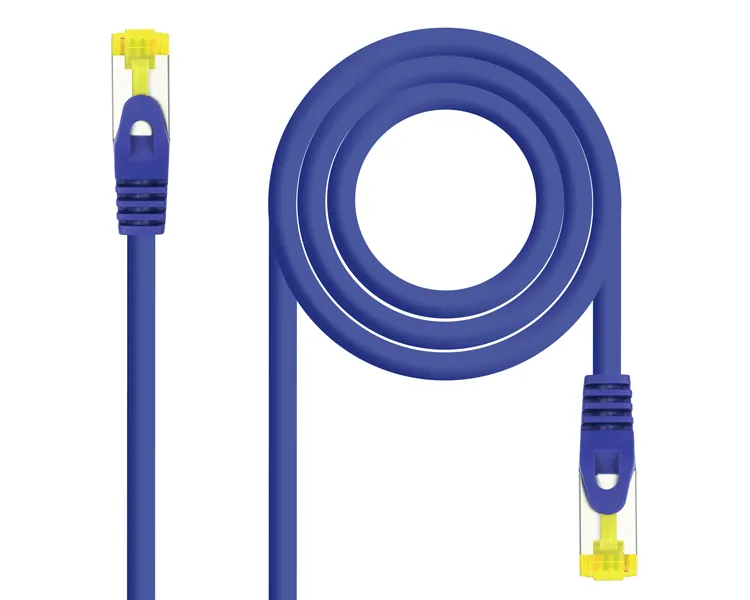 CABLE DE RED LATIGUILLO RJ45 SFTP CAT6A AWG26 2 M AZUL NANOCABLE