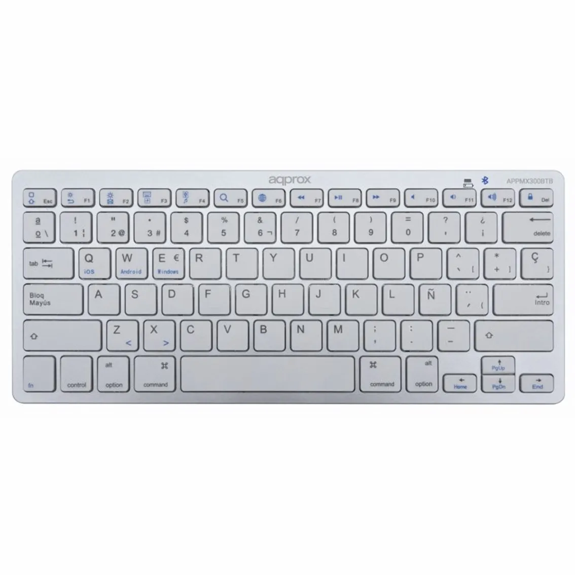 TECLADO UNIVERSAL BLUETOOTH MX300 PLATA APPROX