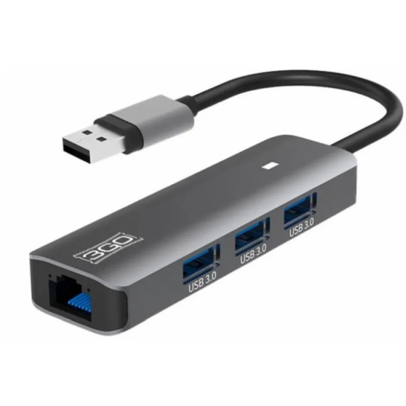 HUB 3 PUERTOS USB 3.0 + ETHERNET 3GO