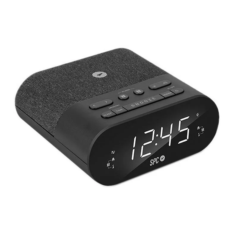 Radio despertador spc frodi qi negro pantalla led -  2xalarmas conf. -  carga inalambrica -  usb