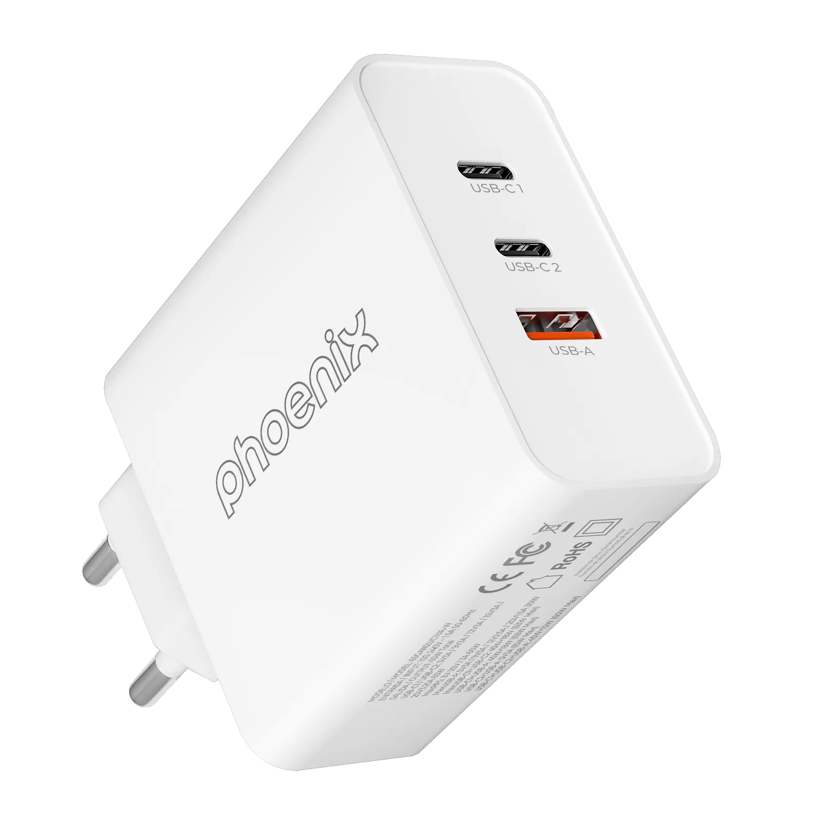 Cargador tipo c 65w gan phoenix universal para portatil tablet o smartphone carga rapida