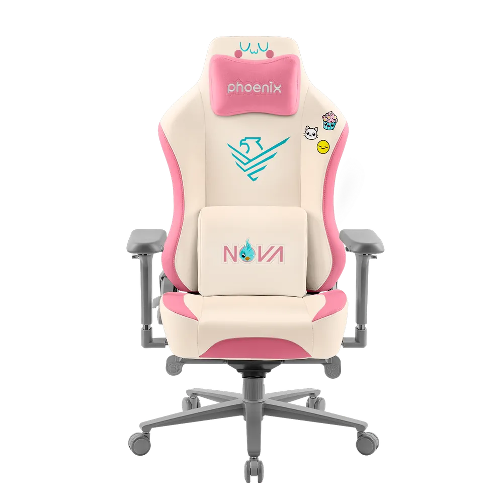 Imagen de Phoenix nova cream editión silla alta gama fabricada en cuero color crema y rosa