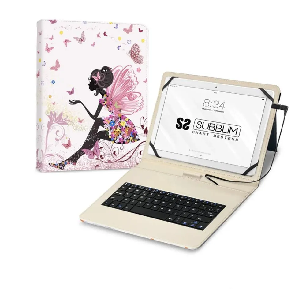 FUNDA + TECLADO TABLET KEYTAB USB HADAS SUBBLIM