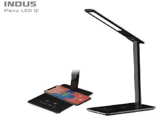 Lampara flexo indus flux´s negro con carga inalambrica - puerto usb - 4  modos con 10 niveles de brillo - temporizador