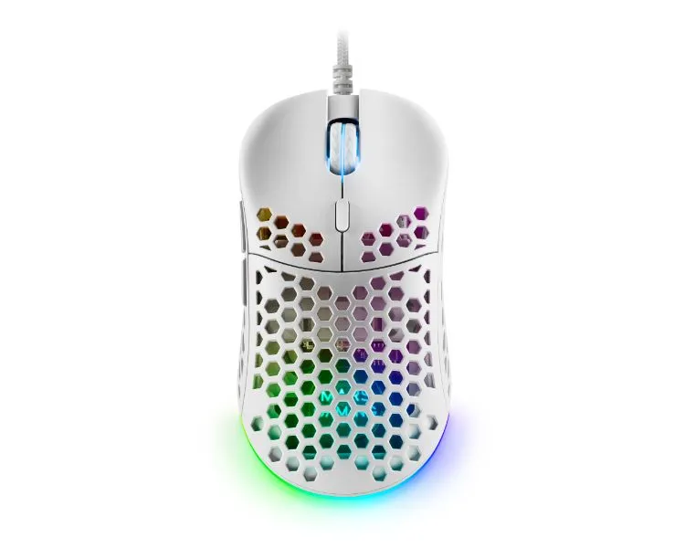 Mouse raton mars gaming optico usb 7 botones 12800ppp rgb blanco