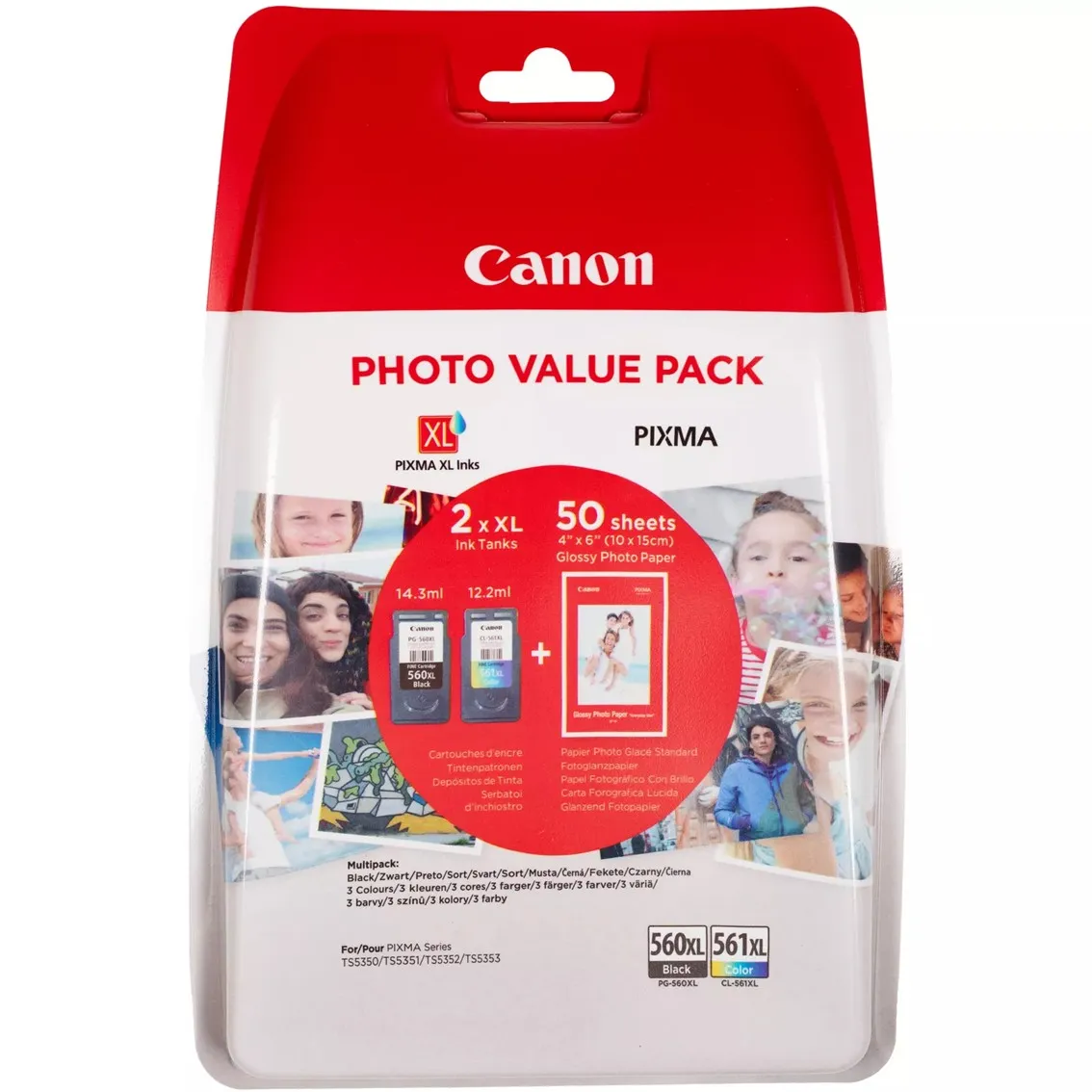 Multipack canon pg - 506xl negro - cl - 561xl multicolor + 50 hojas papel fotografico
